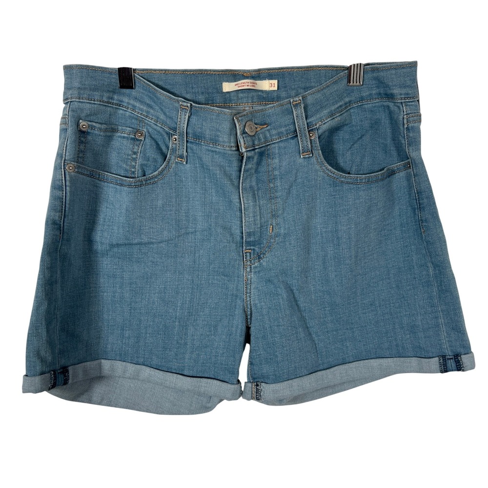 Denim Levi's Mid Length Shorts Cuffed Stretch 31 Womens Casual Summer